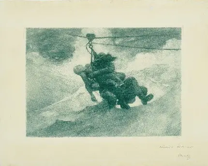 نقاشی گوردون گرانت (1875-1962) لیتوگرافی امضا شده با مداد