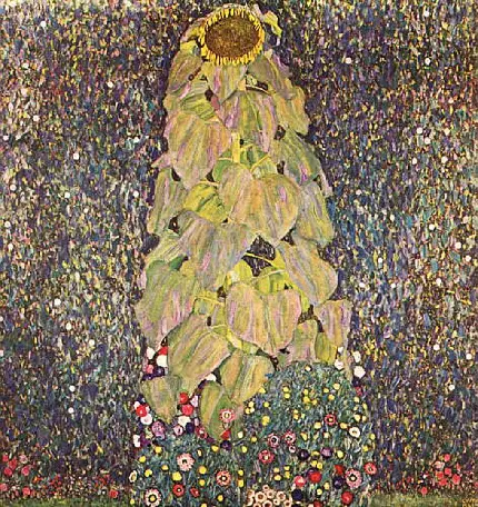 تابلو متفاوت و خاص نقاشی گل آفتابگردان اثر گوستاو کلیمت