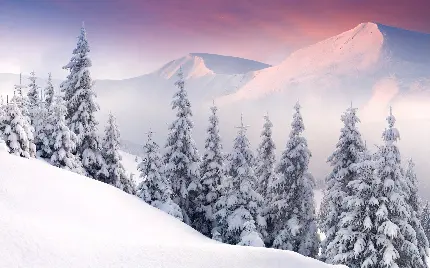 عکس پروفایل زمستانی از طبیعت کوهستان پوشیده از برف