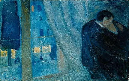 عکس نقاشی سبک عاشقانه با نام بوسه اثر نقاش قرن بیستم ادوارد مونک