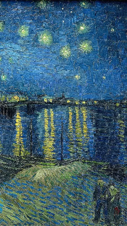 خاص ترین تصویر نقاشی کلاسیک نمای شب با آسمان پر ستاره مخصوص آیفون