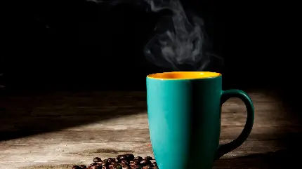 تصویر زمینه کامپیوتر با طرح فنجان چای داغ 