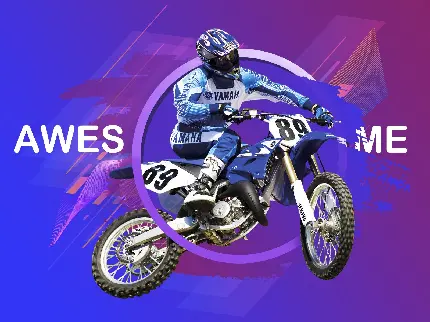 چاپ پوستر والپیپر فانتزی باحال typogaphy motocross purple با کیفیت 4k
