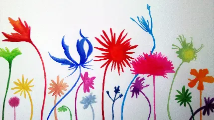 والپیپر و نقاشی گل های متفاوت و رنگی در زمینه سفید ویژه دسکتاپ ویندوز