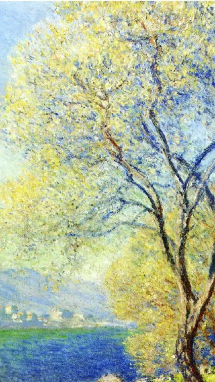 دانلود عکس زمینه مخصوص آیفون طرح نقاشی تنهایی درخت از مونه 