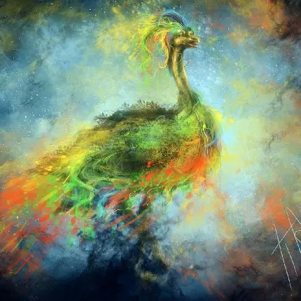 زیباترین طرح نقاشی رنگ روغن کاملا جدید با طرح طاووس