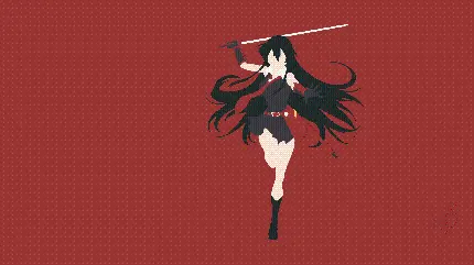 طرح کیوت و گرافیکی سامورایی خانم با زمینه قرمز 
