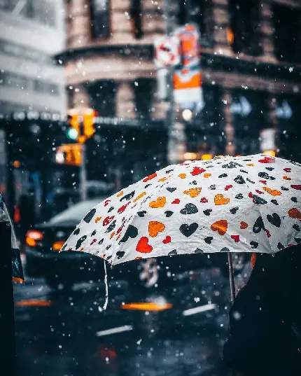 بهترین پس زمینه عاشقانه و رمانتیک چتر بارانی خیس شده با طرح خوشگل 