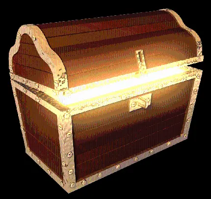 دانلود تصویر پی ان‌ جی PNG صندوقچه گرافیکی فانتزی گنج و طلا با کیفیت بالا