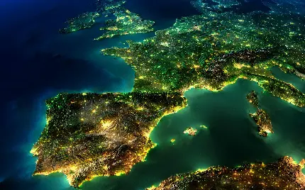 بکگراند تماشایی عکاسی از نمای بالای نقشه ی اروپا