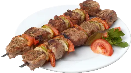 عکس دوربری شده سیخ گوشت همراه با گوجه با فرمت PNG