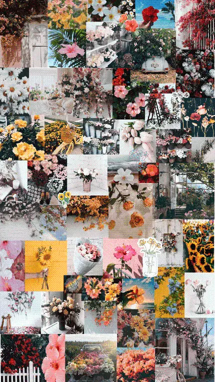 تصویر زمینه طرح چند تکه کلاژ گل های زیبا و خوشبو 