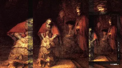 عکس نقاشی بنام بازگشت پسر مسرف اثر نقاش برجسته رامبرانت