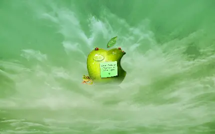 عکس گرافیکی خلاقانه طرح سیب اپل با زمینه سبز 