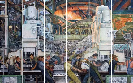 عکس از نقاشی های دیواری صنعت دیترویت از اثار دیگو ریورا