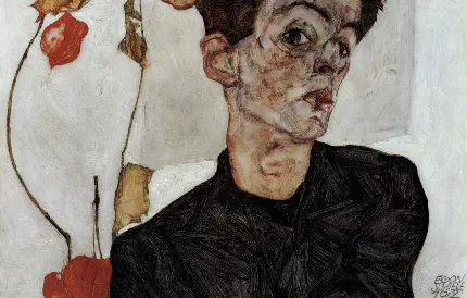 تصویر نقاشی خودنگار اثر اگون شیله نقاش معروف اتریشی 