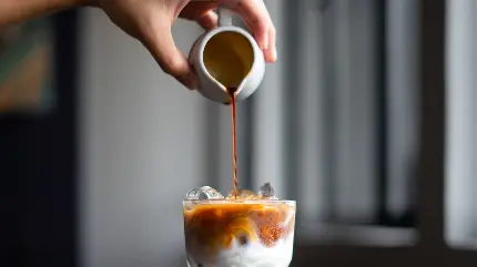 عکس آیس لاته کره بادوم زمینی با 1 شات قهوه مورد علاقه