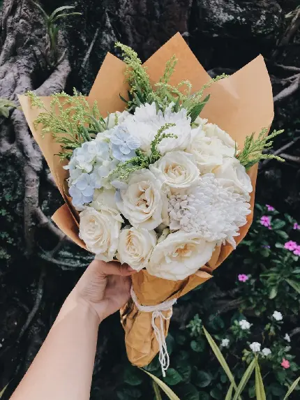 خاص ترین دسته گل مینیمال و مدرن فوق العاده شیک و خفن با گل های سفید 