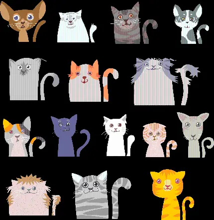 دانلود عکس پی ان جی png نقاشی گربه های کیوت و بامزه 