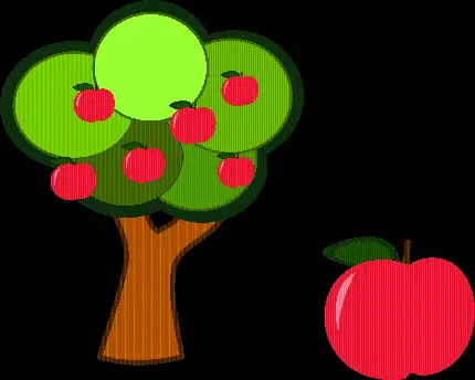 دانلود رایگان و با کیفیت عکس گرافیکی درخت سیب با زمینه مشکی 