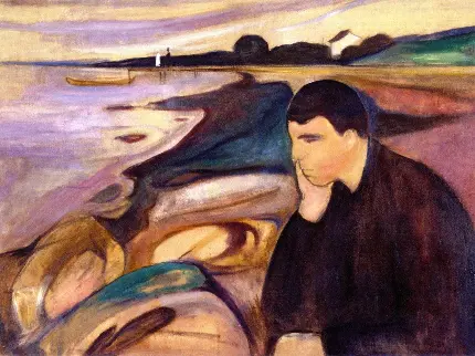 تابلو نقاشی ملانکولیا افسرده اثر ادوارد مونک نقاش نروژی