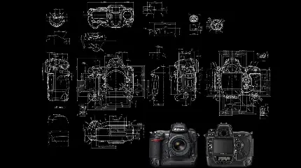 عکس وکتور دوربین نیکون در بک گراند سیاه 