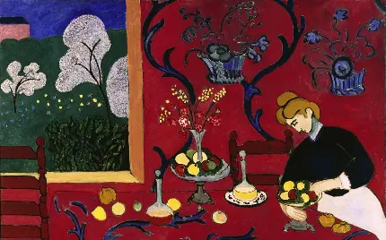 نقاشی فوویستی اتاق هارمونی قرمز 1908 شاهکار ماتیس در موزه ارمیتاژ 