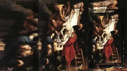 تصویر نقاشی رنسانس از عیسی مسیح و اطرافیانش 