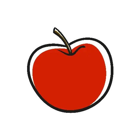 تصویر پی ان جی png گرافیکی ساده سیب قرمز دور بری شده بدون زمینه 