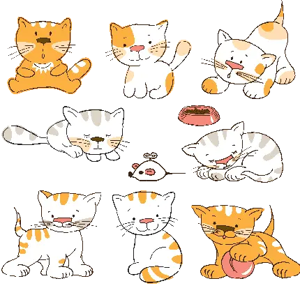 عکس نقاشی PNG گربه با طرح های مختلف دوربری شده کیوت و فانتزی 