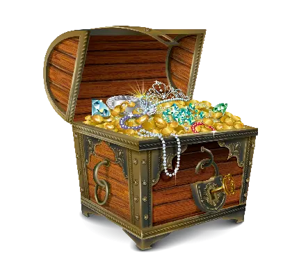 دانلود عکس پی ان جی PNG صندوقچه گنج دزدان دریایی پر از طلا و الماس و جواهر 