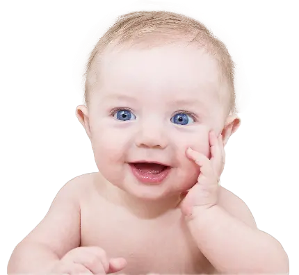 عکس نوزاد پسر چشم آبی دست به چانه با کیفیت فوق العاده png