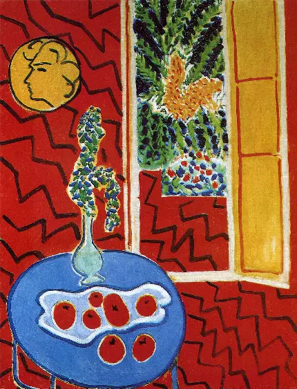 اثر هنری Red Interior still life on a bluetable 1947 از هنری ماتیس 