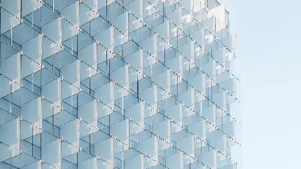 نمای شیشه ای پنجره های به هم پیوسته ساختمان های مدرن