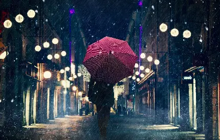 دانلود عکس دختر چتر به دست قرمز با کیفیت بالا 