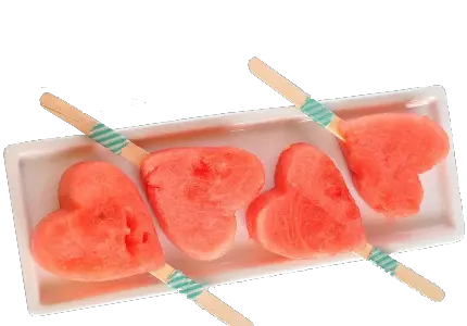 جدیدترین png عکس دسر هندوانه قلبی شکل با چوب بستنی