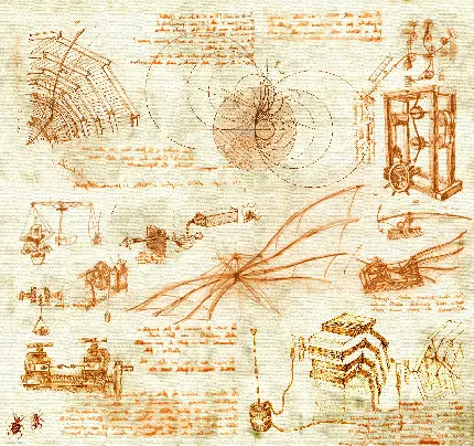 تصویر نقشه اولیه نظریه معروف لئوناردو داوینچی با کیفیت بالا 