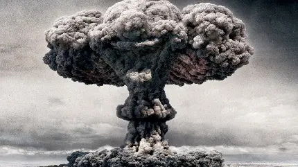 عکس سیاه و سفید انفجار بمب اتم و هسته ای با کیفیت فول اچ دی