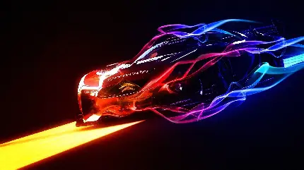 دانلود عکس زیباترین خودروی برقی رنگرانگ پر سرعت با زمینه مشکی 