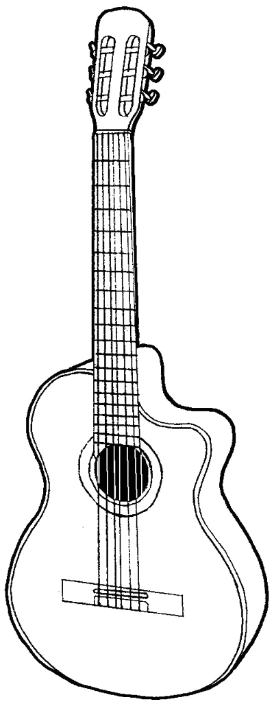 تصویر استوک طرح تاتو گیتار ساده مخصوص پرینت بدون افت کیفیت 