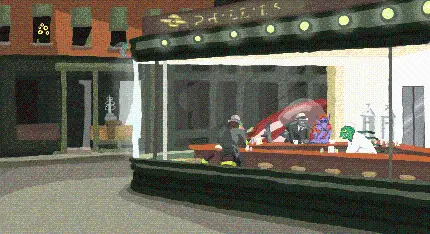 آثار هنری ArtStation Futurama Meets Nighthawks ادوارد هاپر