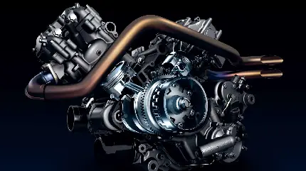 عکس موتور پیشرفته و قوی یک ماشین سوپراسپرت پر قدرت