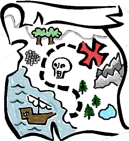 نقاشی خلاقانه و هنری نقشه گنج دزد های دریایی 