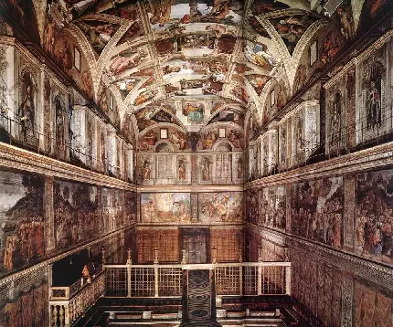دانلود تصویر استوک زیباترین اثر میکل آنژ به نام کلیسای سیستین 