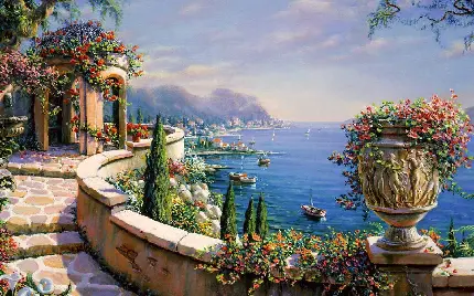 نقاشی ایتالیایی سواحل دریای مدیترانه پائساگی پیتورا