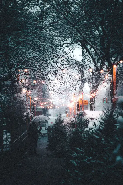 دانلود تصویر زمینه زمستانه طرح چتر برفی مناسب انواع گوشی 