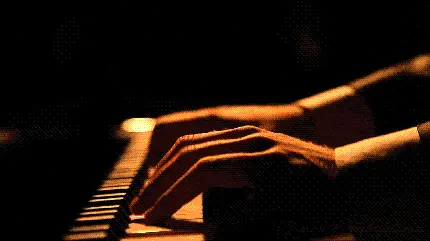 عکس دست های نوازنده ماهر در حال نواختن موسیقی پیانو