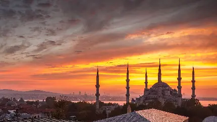 جدیدترین عکس زمینه غروب مسجد استانبول با بهترین کیفیت