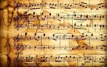 دانلود تصویر رایگان طرح نت موسیقی روی کاغذ قدیمی 