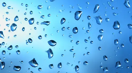 دانلود والپیپر قطرات آب خنک روی شیشه با طیف رنگی آبی